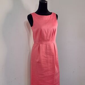 Ann Taylor Orange Sheath Midi Dress Bateau Neckline